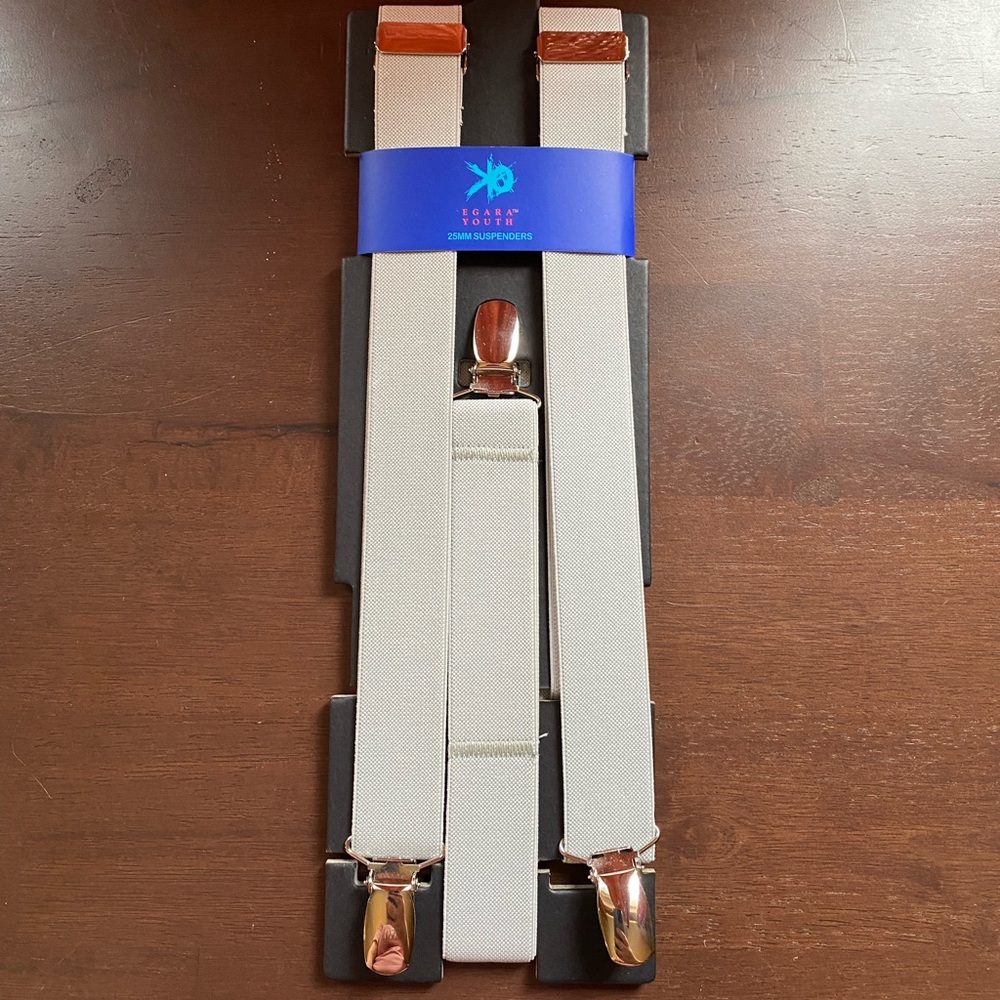 Gray youth suspenders. New